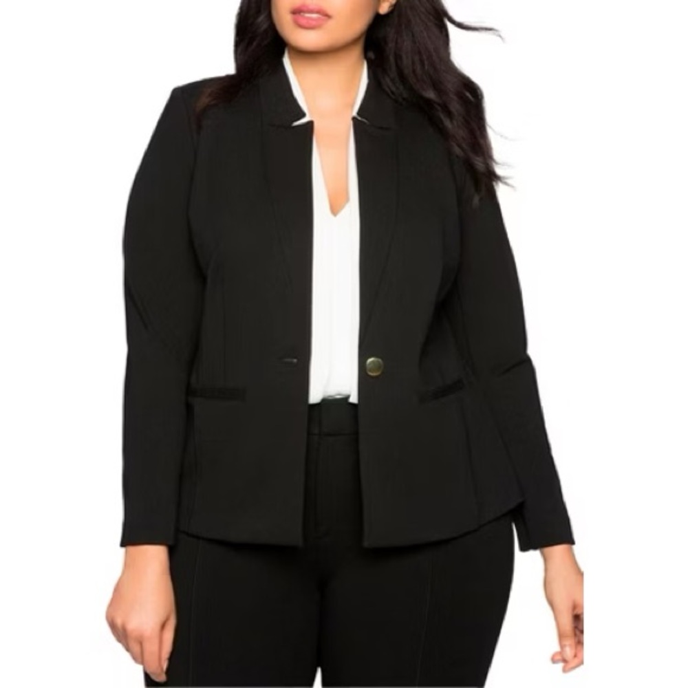 Eloquii The Ultimate Stretch One Button Blazer in Black Size 16
